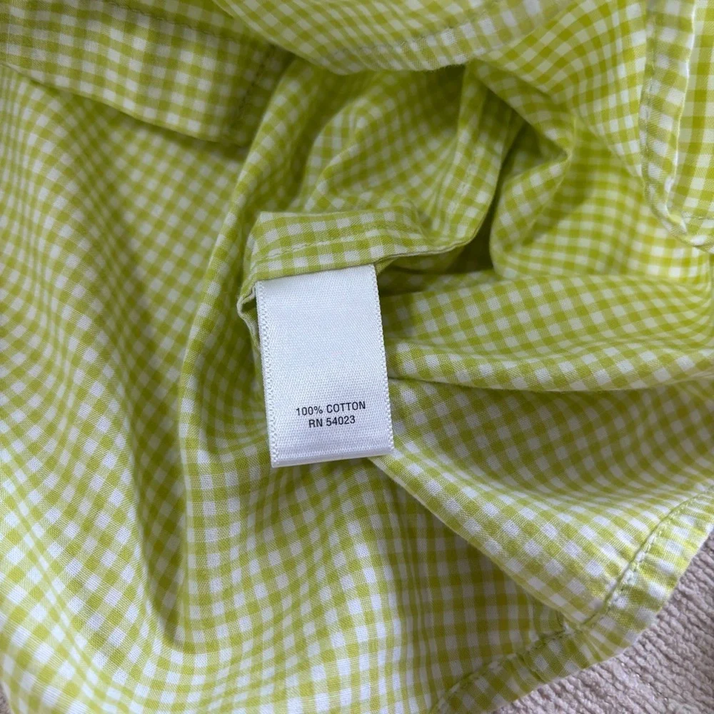Banana Republic Soft Wash Shirt Women's Green White Gingham‎ Plaid Cotton Size M